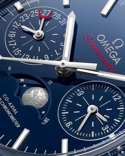 Omega Blue Side of the Moon Speedmaster Mondphase 44,25 mm, Blaue Keramik mit Lederarmband 304.93.44.52.03.001 – Bild 2