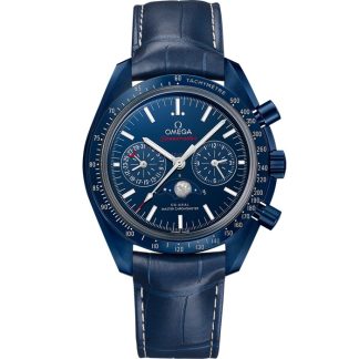 Omega Blue Side of the Moon Speedmaster Mondphase 44,25 mm, Blaue Keramik mit Lederarmband 304.93.44.52.03.001
