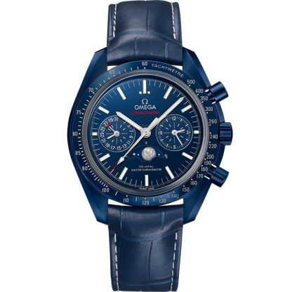 Omega Blue Side of the Moon Speedmaster Mondphase 44,25 mm, Blaue Keramik mit Lederarmband 304.93.44.52.03.001