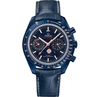 Omega Blue Side of the Moon Speedmaster Mondphase 44,25 mm, Blaue Keramik mit Lederarmband 304.93.44.52.03.002