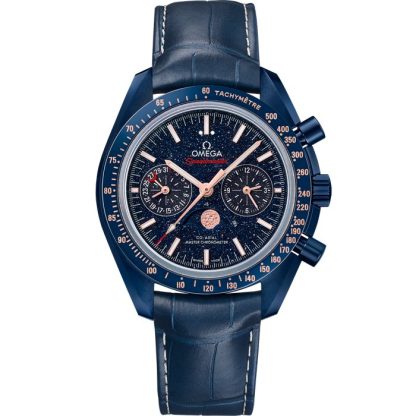 Omega Blue Side of the Moon Speedmaster Mondphase 44,25 mm, Blaue Keramik mit Lederarmband 304.93.44.52.03.002