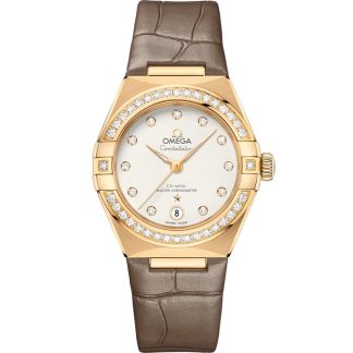 Omega Constellation 29 mm, Gelbgold mit Lederarmband 131.58.29.20.52.001