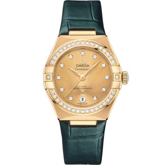 Omega Constellation 29 mm, Gelbgold mit Lederarmband 131.58.29.20.58.001