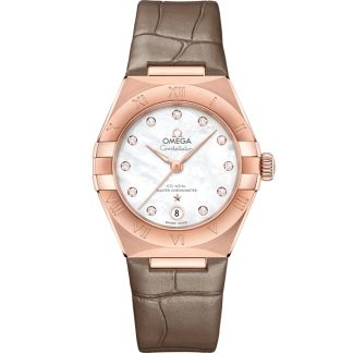 Omega Constellation 29 mm, Sedna™-Gold mit Lederarmband 131.53.29.20.55.002