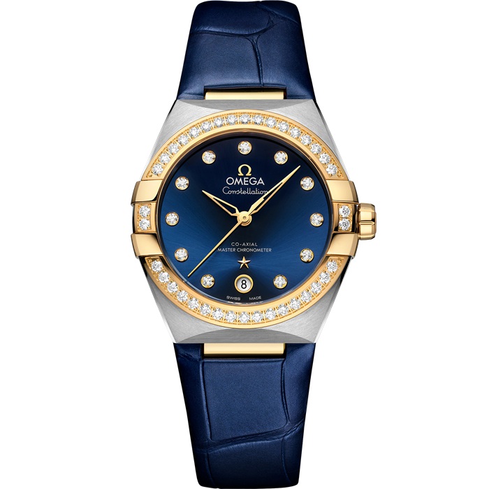 Omega Constellation 36 mm, Stahl - Gelbgold mit Lederarmband 131.28.36.20.53.001