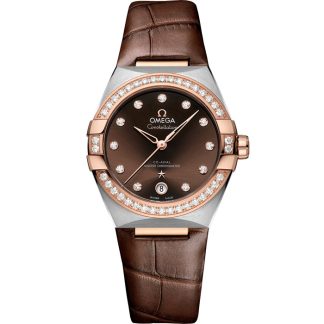 Omega Constellation 36 mm, Stahl - Sedna™-Gold mit Lederarmband 131.28.36.20.63.001