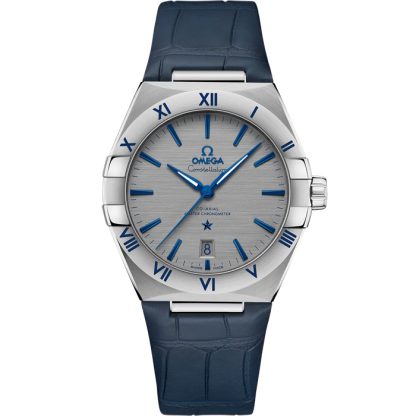 Omega Constellation 39 mm, Stahl mit Lederarmband 131.13.39.20.06.002