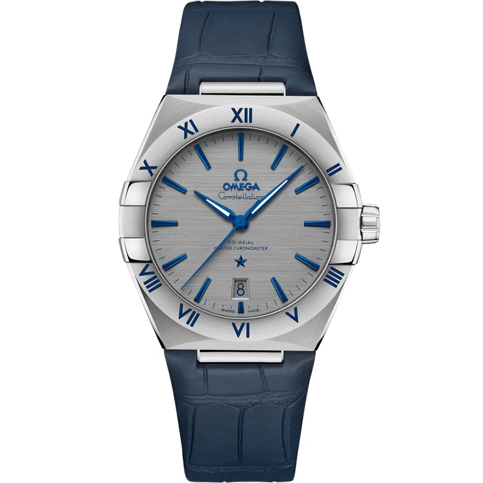 Omega Constellation 39 mm, Stahl mit Lederarmband 131.13.39.20.06.002
