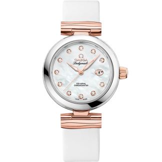 Omega De Ville Ladymatic 34 mm, Stahl - Sedna™-Gold mit Lederarmband 425.22.34.20.55.004