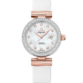 Omega De Ville Ladymatic 34 mm, Stahl - Sedna™-Gold mit Lederarmband 425.27.34.20.55.004