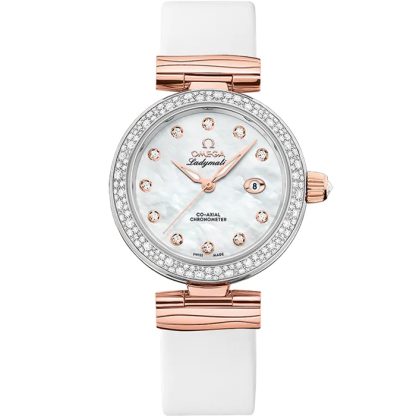 Omega De Ville Ladymatic 34 mm, Stahl - Sedna™-Gold mit Lederarmband 425.27.34.20.55.004