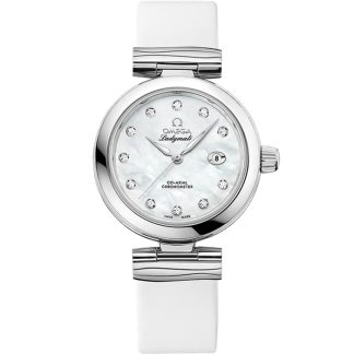 Omega De Ville Ladymatic 34 mm, Stahl mit Lederarmband 425.32.34.20.55.002