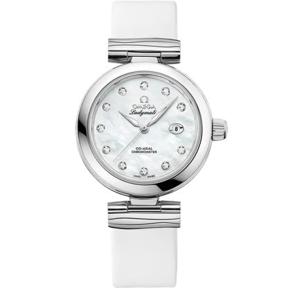 Omega De Ville Ladymatic 34 mm, Stahl mit Lederarmband 425.32.34.20.55.002