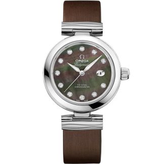 Omega De Ville Ladymatic 34 mm, Stahl mit Lederarmband 425.32.34.20.57.004