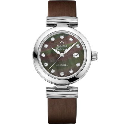 Omega De Ville Ladymatic 34 mm, Stahl mit Lederarmband 425.32.34.20.57.004