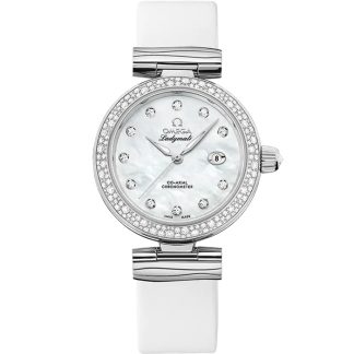 Omega De Ville Ladymatic 34 mm, Stahl mit Lederarmband 425.37.34.20.55.002