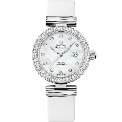 Omega De Ville Ladymatic 34 mm, Stahl mit Lederarmband 425.37.34.20.55.002