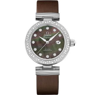 Omega De Ville Ladymatic 34 mm, Stahl mit Lederarmband 425.37.34.20.57.004