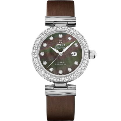 Omega De Ville Ladymatic 34 mm, Stahl mit Lederarmband 425.37.34.20.57.004