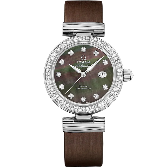 Omega De Ville Ladymatic 34 mm, Stahl mit Lederarmband 425.37.34.20.57.004