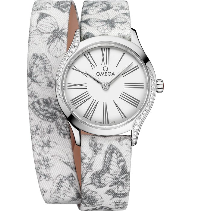 Omega De Ville Mini Trésor 26 mm, Stahl mit „Toile de Jouy“ 428.17.26.60.04.002