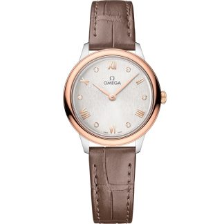 Omega De Ville Prestige 27,5 mm, Stahl - Sedna™-Gold mit Lederarmband 434.23.28.60.52.001