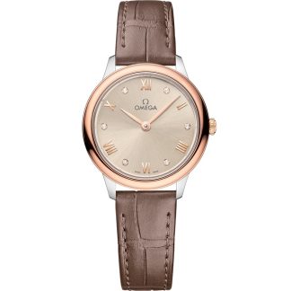 Omega De Ville Prestige 27,5 mm, Stahl - Sedna™-Gold mit Lederarmband 434.23.28.60.59.001