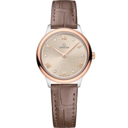 Omega De Ville Prestige 27,5 mm, Stahl - Sedna™-Gold mit Lederarmband 434.23.28.60.59.001