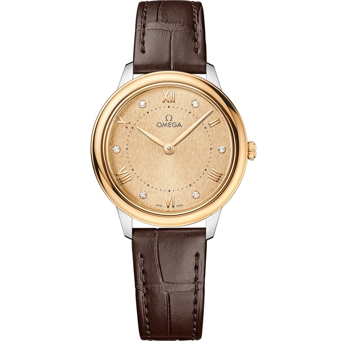 Omega De Ville Prestige 30 mm, Stahl - Gelbgold mit Lederarmband 434.23.30.60.58.001