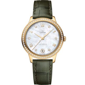 Omega De Ville Prestige 34 mm, Gelbgold mit Lederarmband 434.58.34.20.55.002