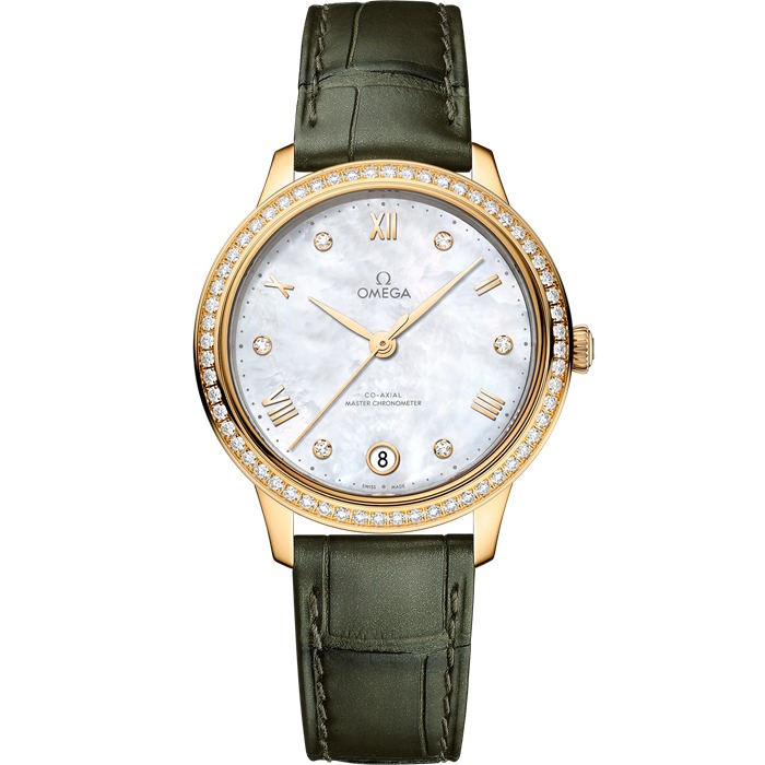 Omega De Ville Prestige 34 mm, Gelbgold mit Lederarmband 434.58.34.20.55.002