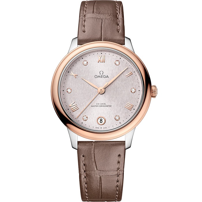 Omega De Ville Prestige 34 mm, Stahl - Sedna™-Gold mit Lederarmband 434.23.34.20.52.003