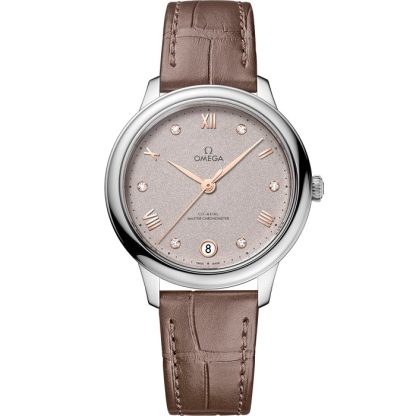 Omega De Ville Prestige 34 mm, Stahl mit Lederarmband 434.13.34.20.52.002