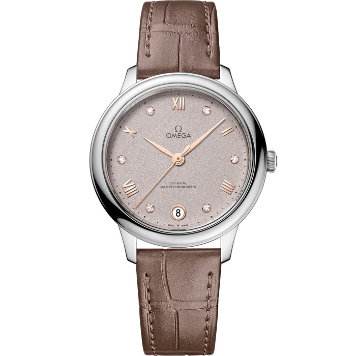 Omega De Ville Prestige 34 mm, Stahl mit Lederarmband 434.13.34.20.52.002