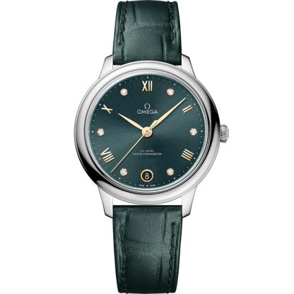 Omega De Ville Prestige 34 mm, Stahl mit Lederarmband 434.13.34.20.60.001