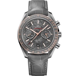 Omega Meteorite Speedmaster Dark Side of the Moon 44,25 mm, Graue Keramik mit Lederarmband mit Faltschließe 311.63.44.51.99.001