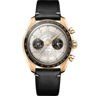 Omega Paris 2024 Speedmaster Chronoscope 43 mm, Moonshine™-Gold mit Lederarmband 522.62.43.51.02.001