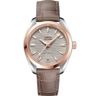 Omega Seamaster Aqua Terra 150M 34 mm, Stahl - Sedna™-Gold mit Lederarmband 220.23.34.20.06.001
