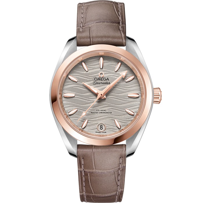 Omega Seamaster Aqua Terra 150M 34 mm, Stahl - Sedna™-Gold mit Lederarmband 220.23.34.20.06.001