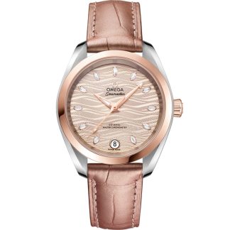 Omega Seamaster Aqua Terra 150M 34 mm, Stahl - Sedna™-Gold mit Lederarmband 220.23.34.20.59.001