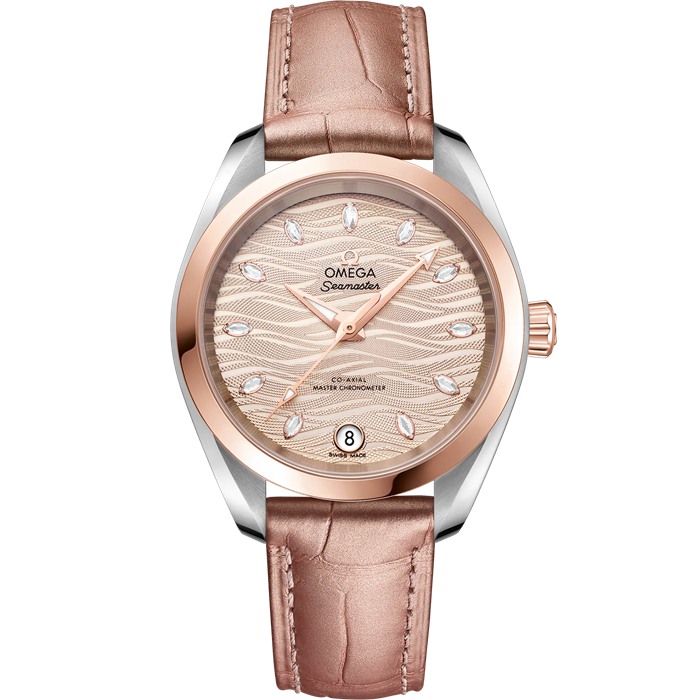 Omega Seamaster Aqua Terra 150M 34 mm, Stahl - Sedna™-Gold mit Lederarmband 220.23.34.20.59.001