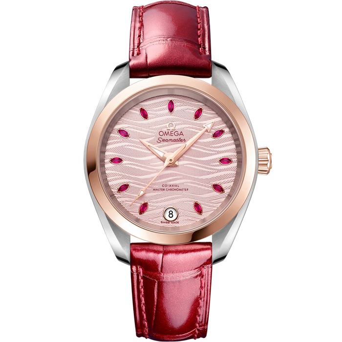 Omega Seamaster Aqua Terra 150M 34 mm, Stahl - Sedna™-Gold mit Lederarmband 220.23.34.20.60.001