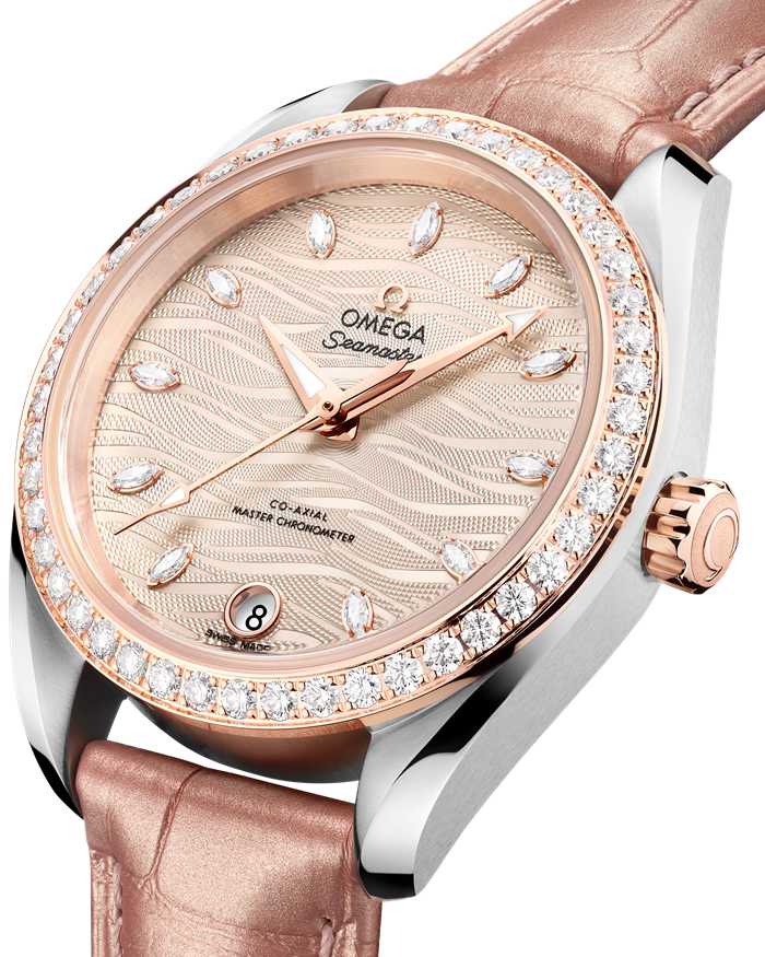 Omega Seamaster Aqua Terra 150M 34 mm, Stahl - Sedna™-Gold mit Lederarmband 220.28.34.20.59.001 – Bild 4