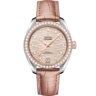 Omega Seamaster Aqua Terra 150M 34 mm, Stahl - Sedna™-Gold mit Lederarmband 220.28.34.20.59.001