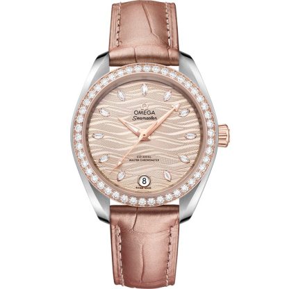 Omega Seamaster Aqua Terra 150M 34 mm, Stahl - Sedna™-Gold mit Lederarmband 220.28.34.20.59.001