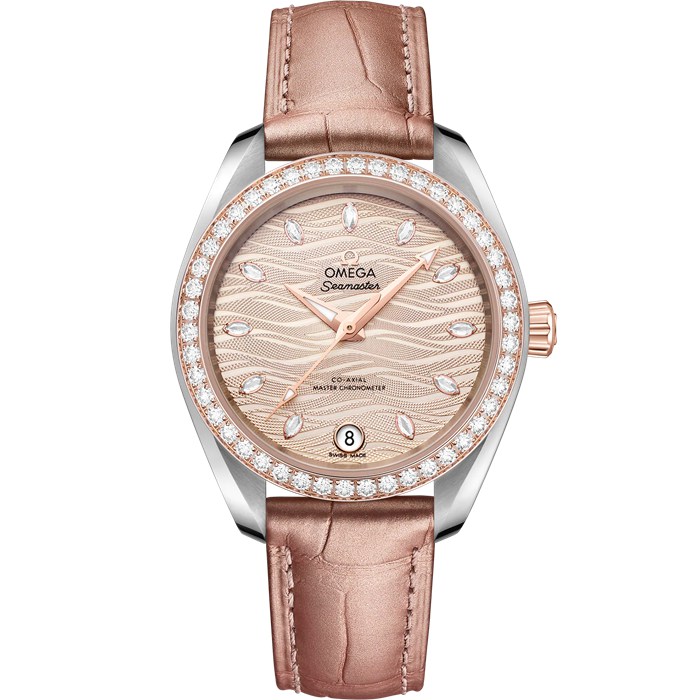 Omega Seamaster Aqua Terra 150M 34 mm, Stahl - Sedna™-Gold mit Lederarmband 220.28.34.20.59.001