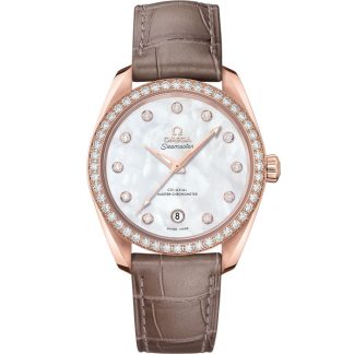 Omega Seamaster Aqua Terra 150M 38 mm, Sedna™-Gold mit Lederarmband 220.58.38.20.55.001