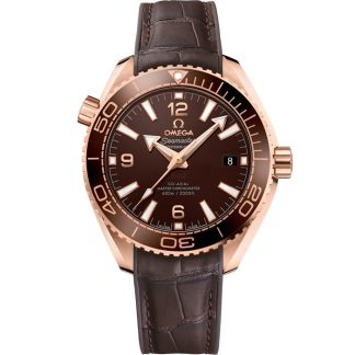 Omega Seamaster Planet Ocean 600M 39,5 mm, Sedna™-Gold mit Lederarmband mit Innenseite aus Kautschuk 215.63.40.20.13.001