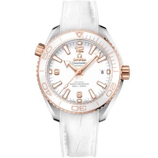 Omega Seamaster Planet Ocean 600M 39,5 mm, Stahl - Sedna™-Gold mit Lederarmband mit Innenseite aus Kautschuk 215.23.40.20.04.001