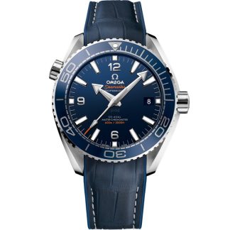 Omega Seamaster Planet Ocean 600M 43,5 mm, Stahl mit Lederarmband mit Innenseite aus Kautschuk 215.33.44.21.03.001